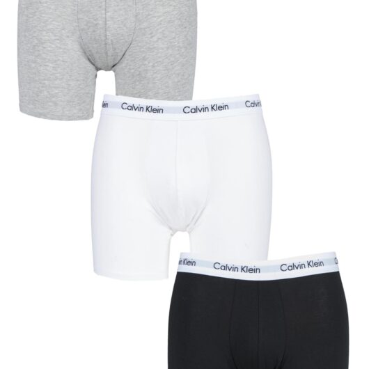 3 Pack Black / White / Grey Cotton Stretch Longer Leg Boxer Brief Shorts Men's Extra Large - Calvin Klein