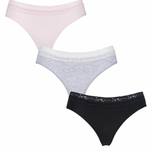 3 Pair Black / Grey / Pink Bamboo Briefs Ladies 14 Ladies - Lazy Panda