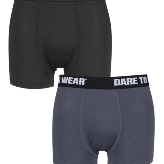 Mens 2 Pack SOCKSHOP Dare To Wear Bamboo Trunks Black / Grey Large
