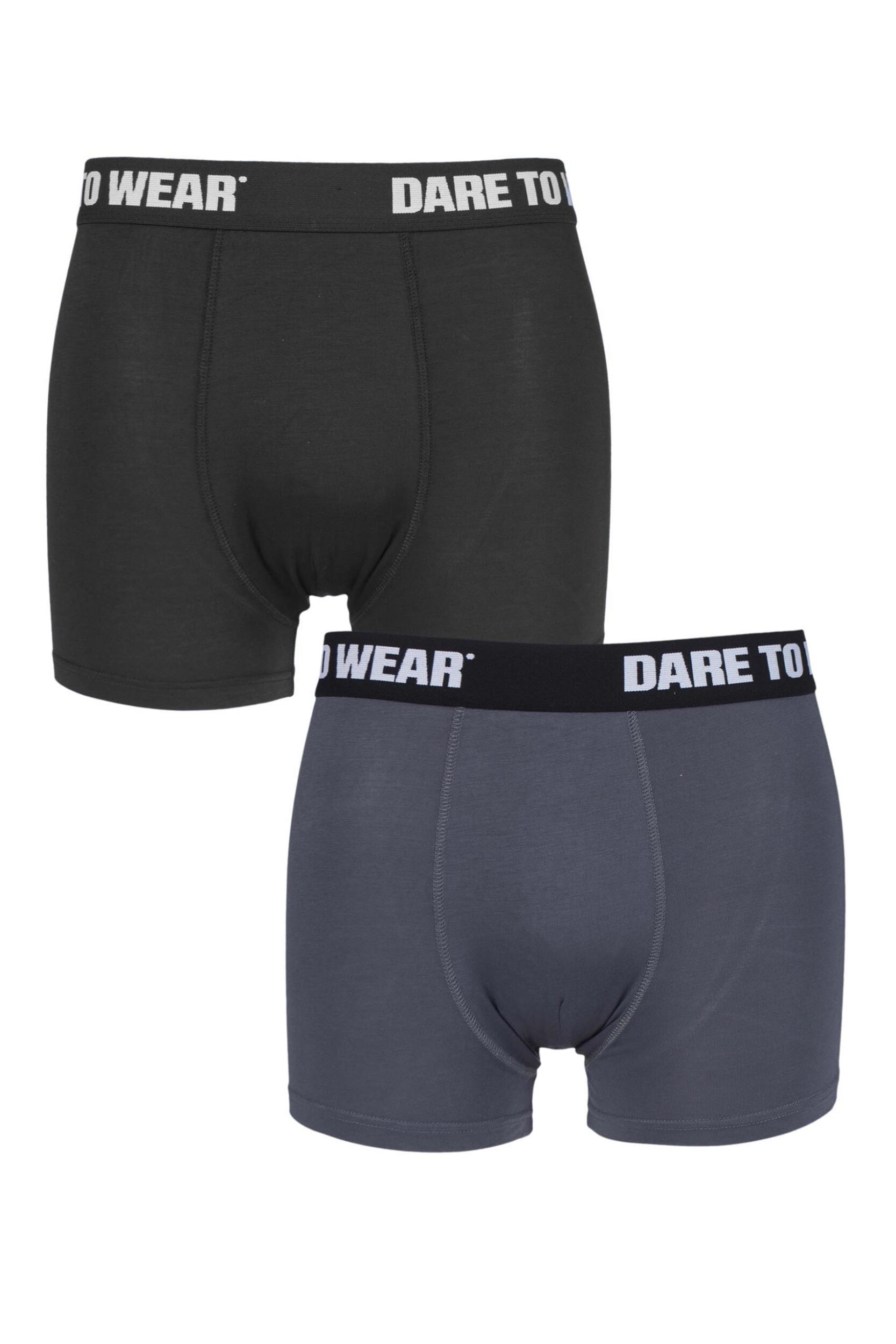 Mens 2 Pack SOCKSHOP Dare To Wear Bamboo Trunks Black / Grey Medium