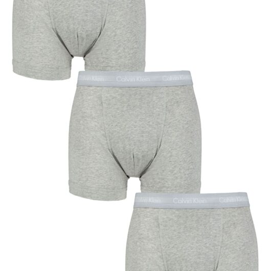 Mens 3 Pack Calvin Klein Cotton Stretch Trunks Grey Heather XL