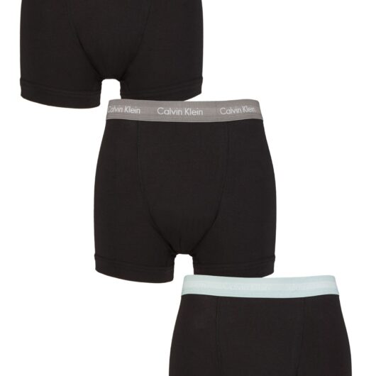 Mens 3 Pack Calvin Klein Cotton Stretch Trunks Grey Mist XS