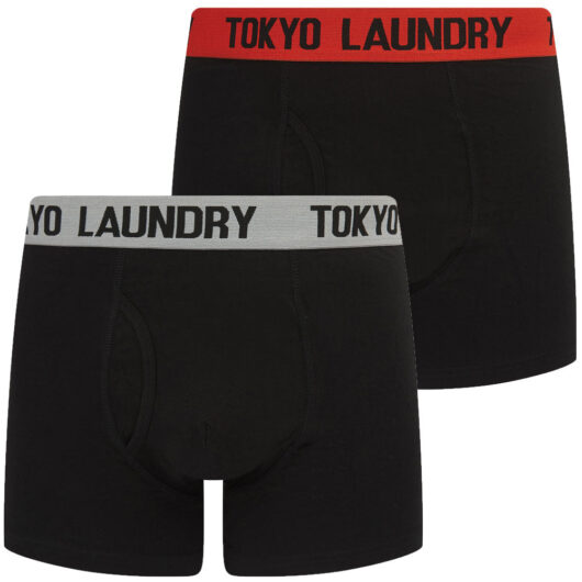Mens Underwear Winders 2 (2 Pack) Boxer Shorts Set in Cherry Tomato / Light Grey Marl / S - Tokyo Laundry