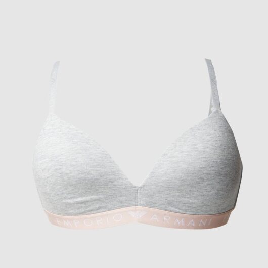 Debenhams Women's Emporio Armain Iconic Logo Band Soft/wireless Bra Grey in Grey Marl | Size: Large