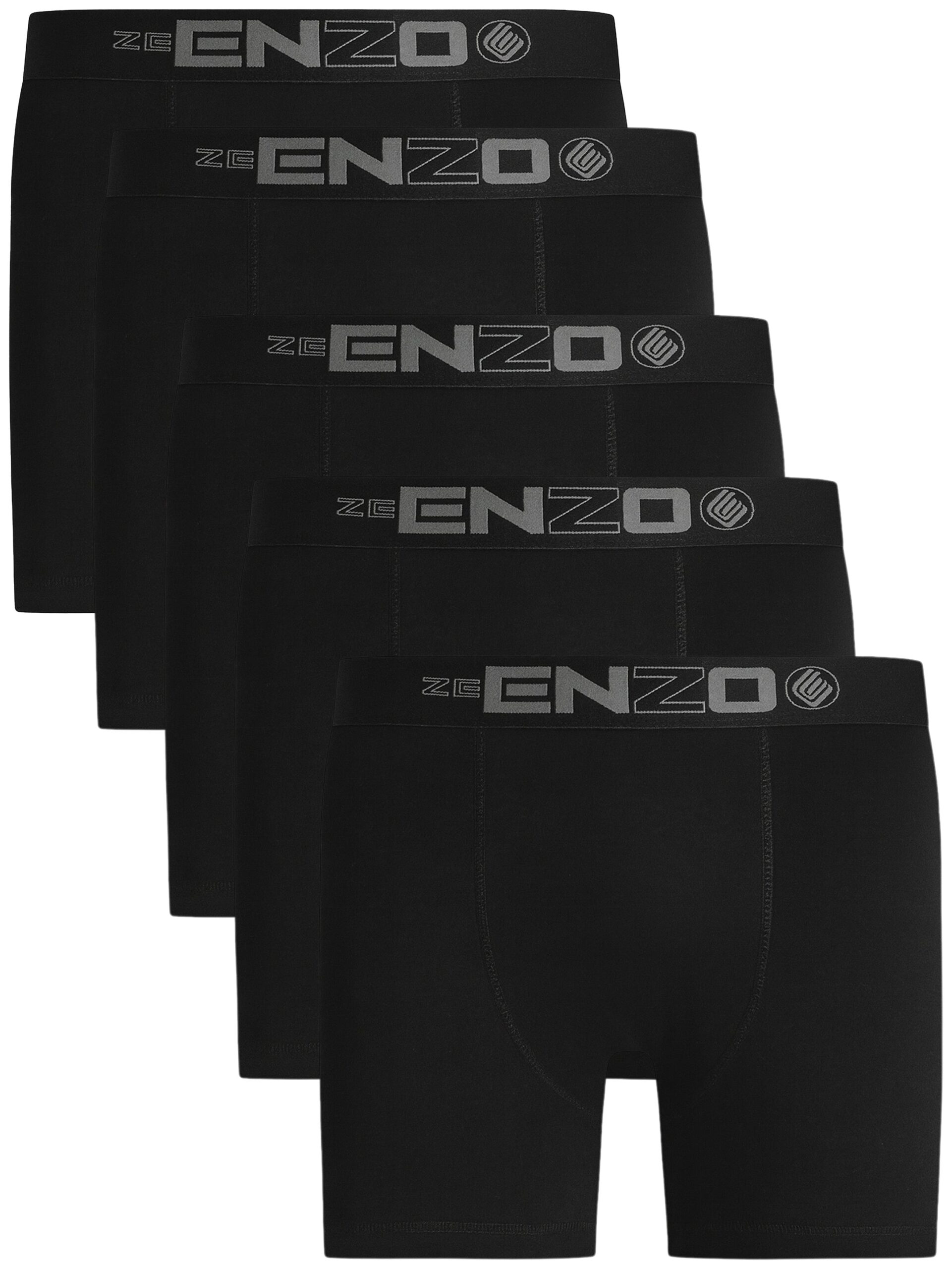Enzo | Mens Designer Boxer Shorts Set 5 Pack - Black / S