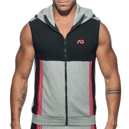 Addicted AD Sleeveless Hoody - Grey - Black