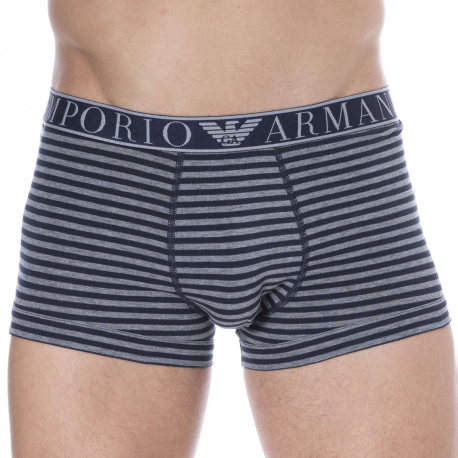 Emporio Armani Yarn Dyed Boxer Briefs - Navy - Grey Stripe