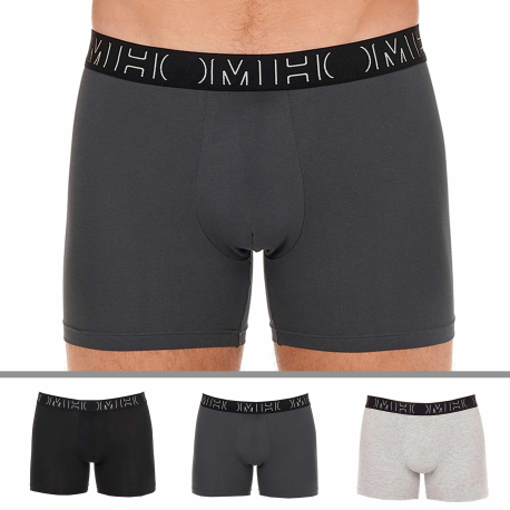HOM 3-Pack Patrick Cotton Boxer Briefs - Black - Charcoal - Heath