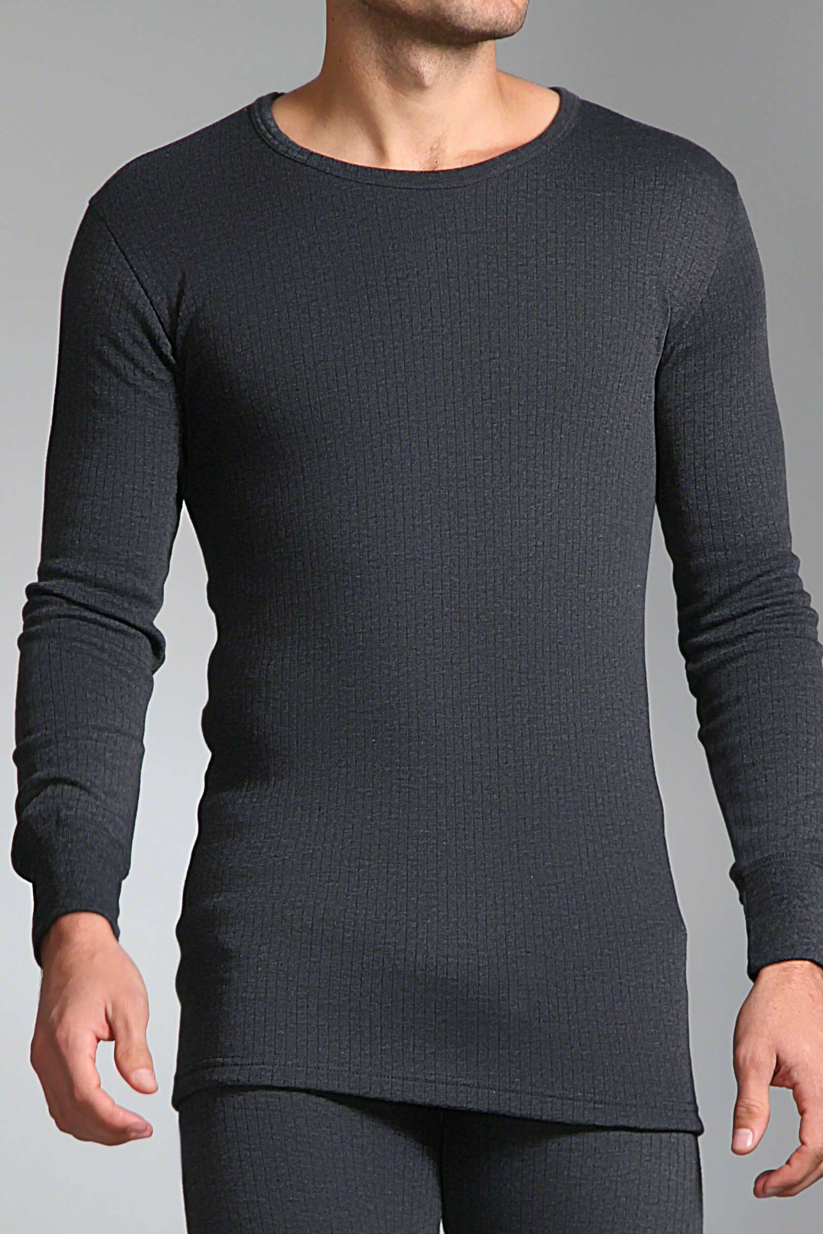 Mens SOCKSHOP Heat Holders Long Sleeved Thermal Vest Charcoal M