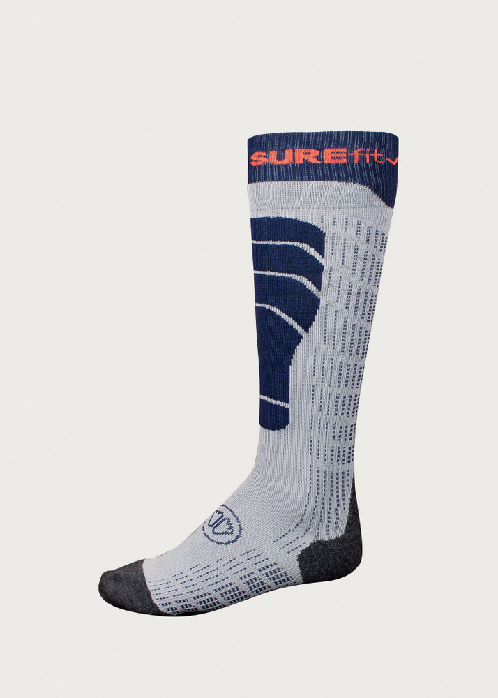 Sidas SUREfit Ski Sock - Light Grey/Navy/Orange - XL
