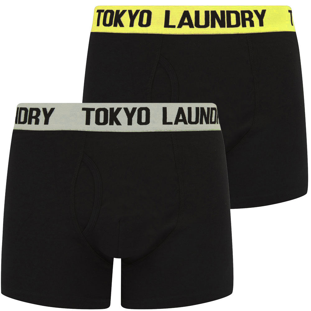 Mens Underwear Armin (2 Pack) Boxer Shorts Set in Blazing Yellow / Light Grey Marl / S - Tokyo Laundry